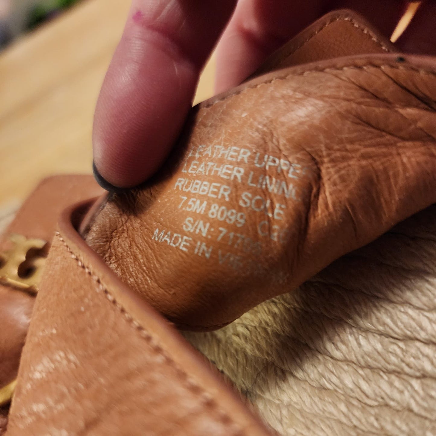 Tory Burch Selby Espadrille Sandals Leather Two Band Slip on size 7.5