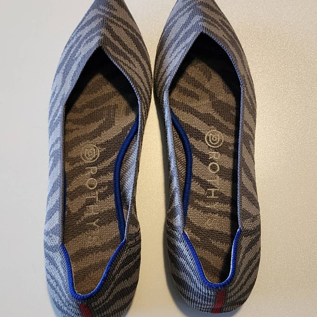 Rothy's The Point Gray Zebra Size 8.5