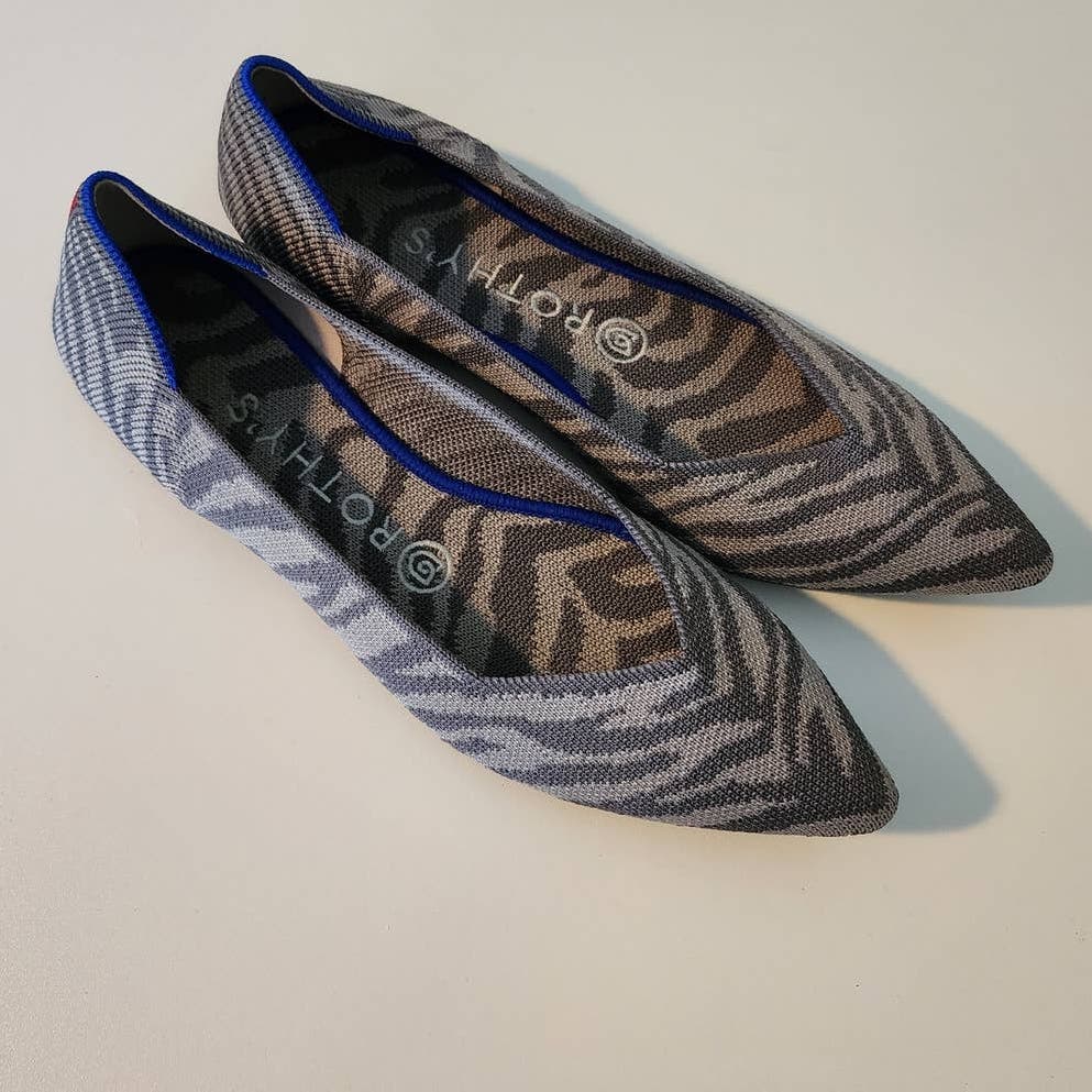 Rothy's The Point Gray Zebra Size 8