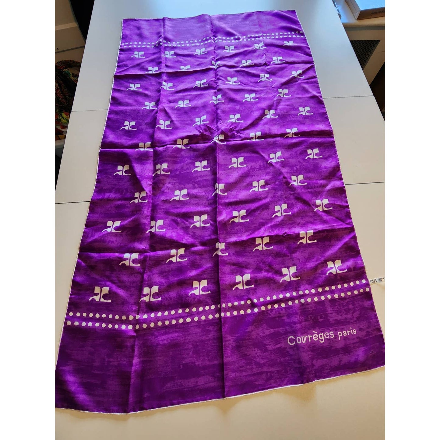 Courreges Vintage Logo Silk Scarf in vibrant Purple - RARE
