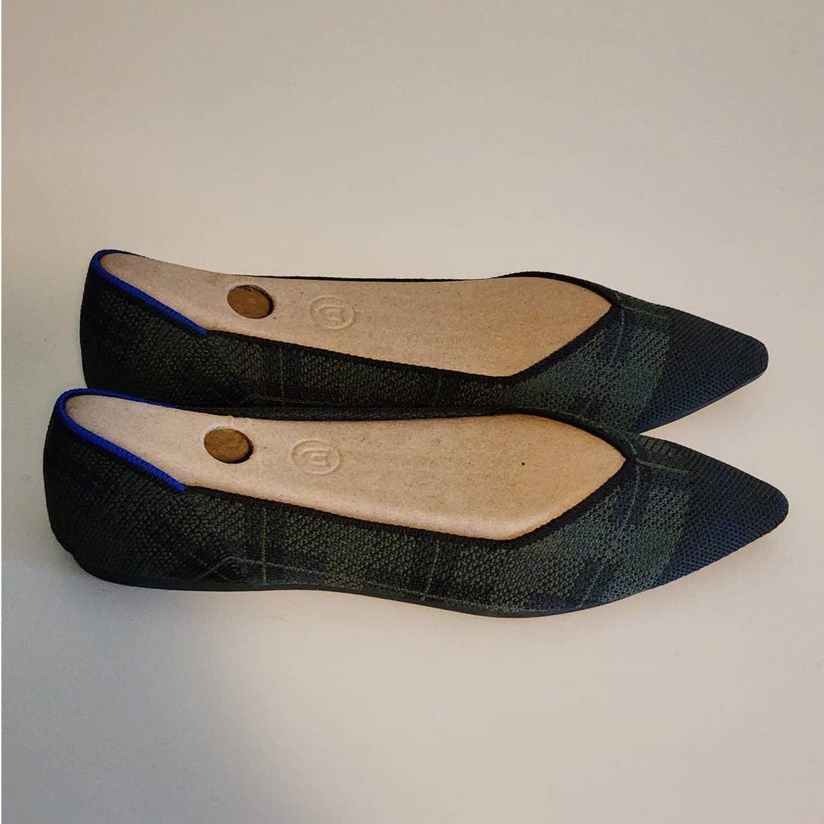 Rothy's Racer Plaid Check Captoe Point Size 8.5