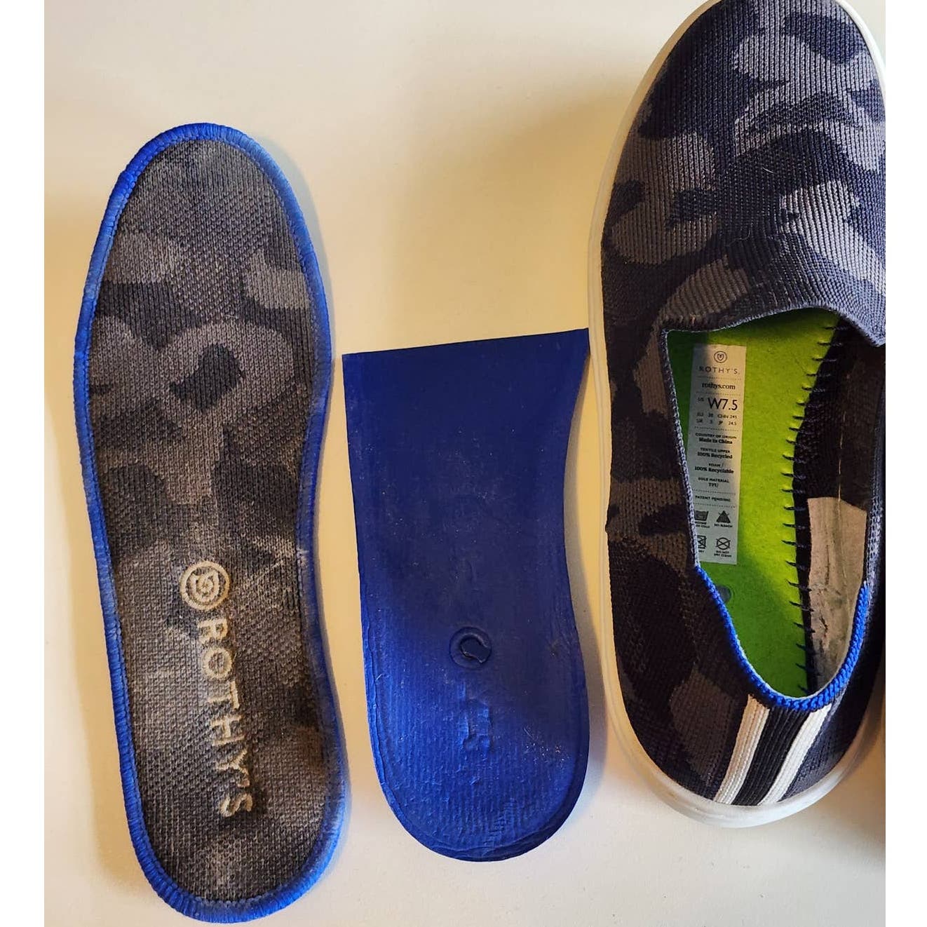 Rothy's Grey Camo Slip On Sneakers Size 7.5