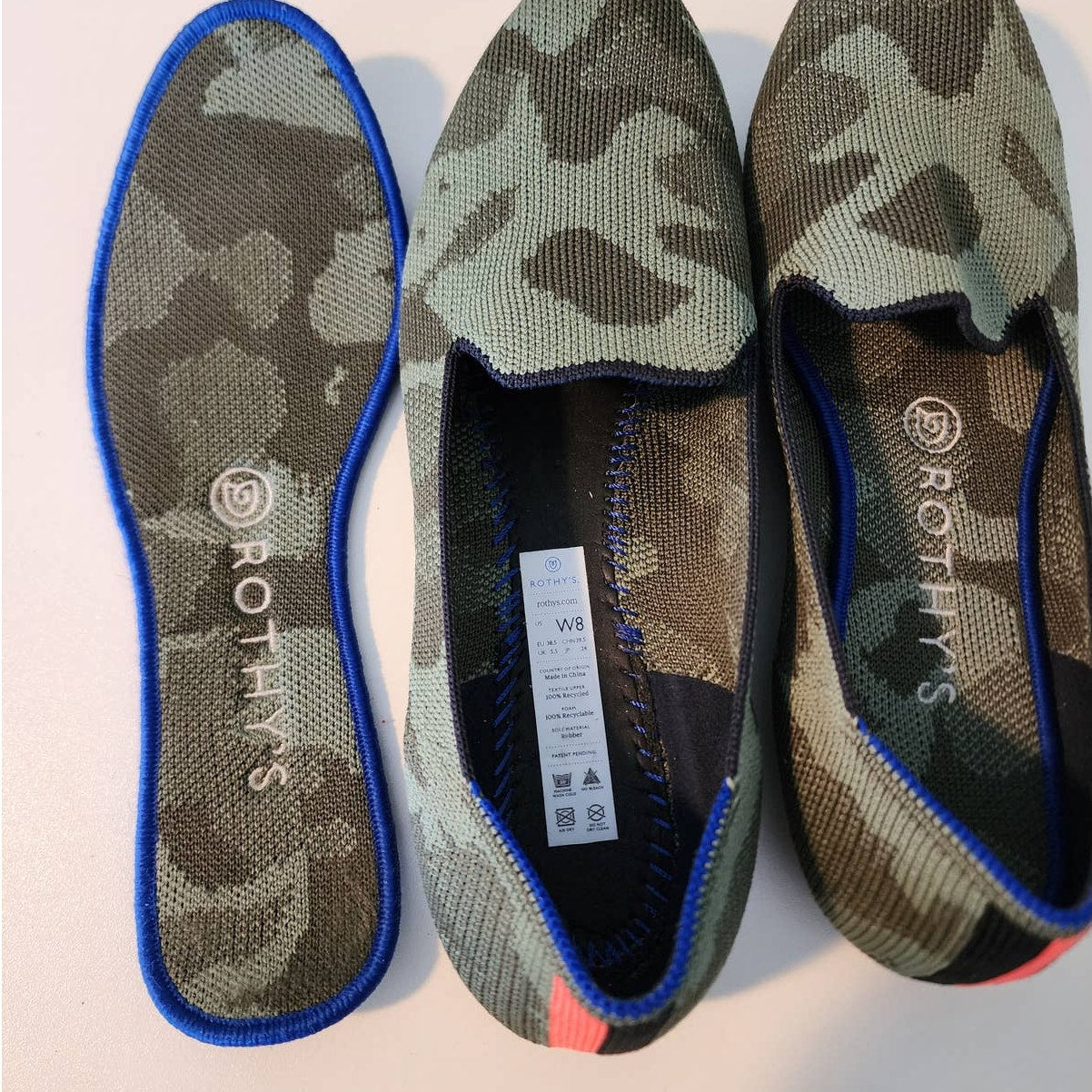 Rothy's Green Camo Loafer Size 8 Almond Toe Size 8