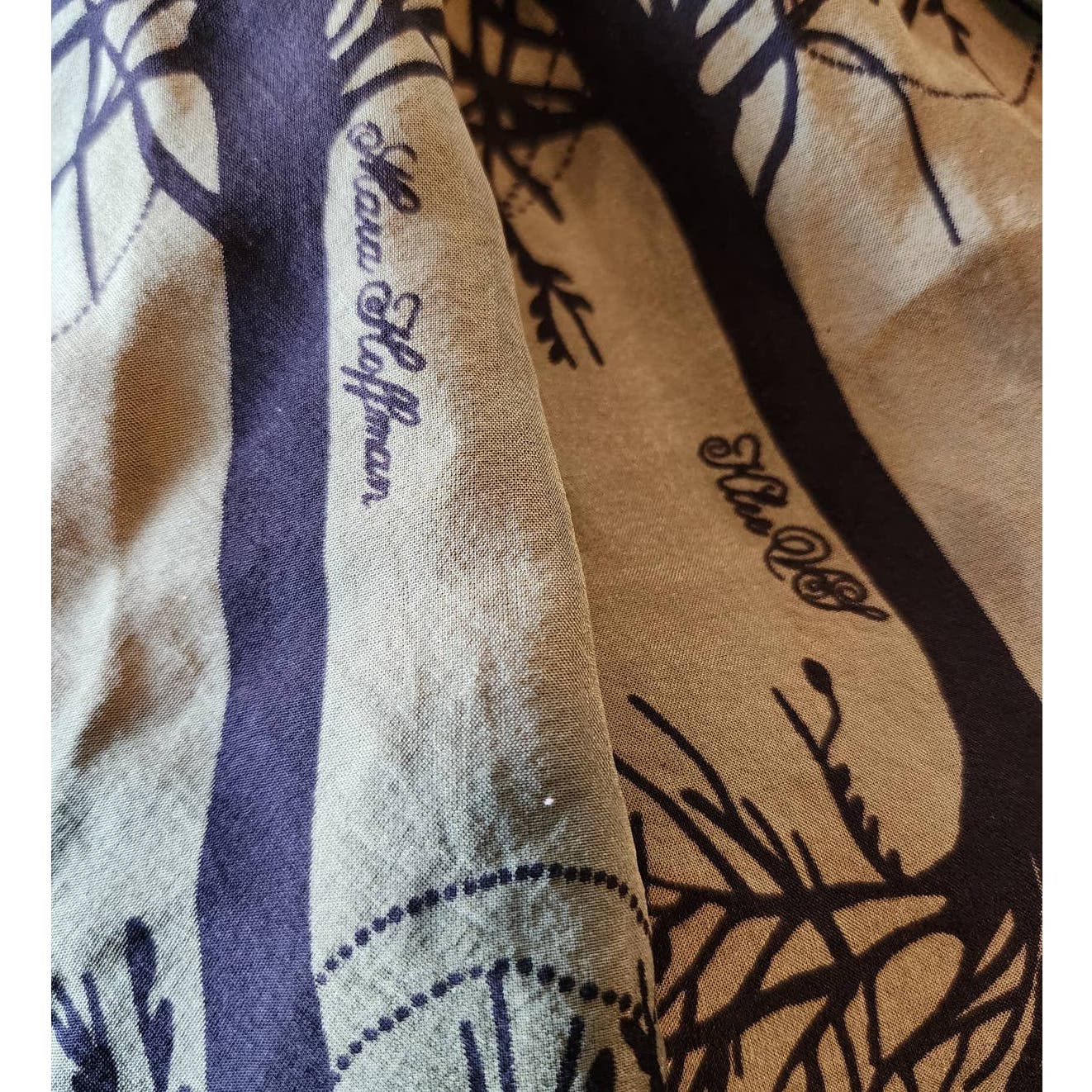 Mara Hoffman Silk Tree Pattern Dress Olive Green & Black Open Back V Neck