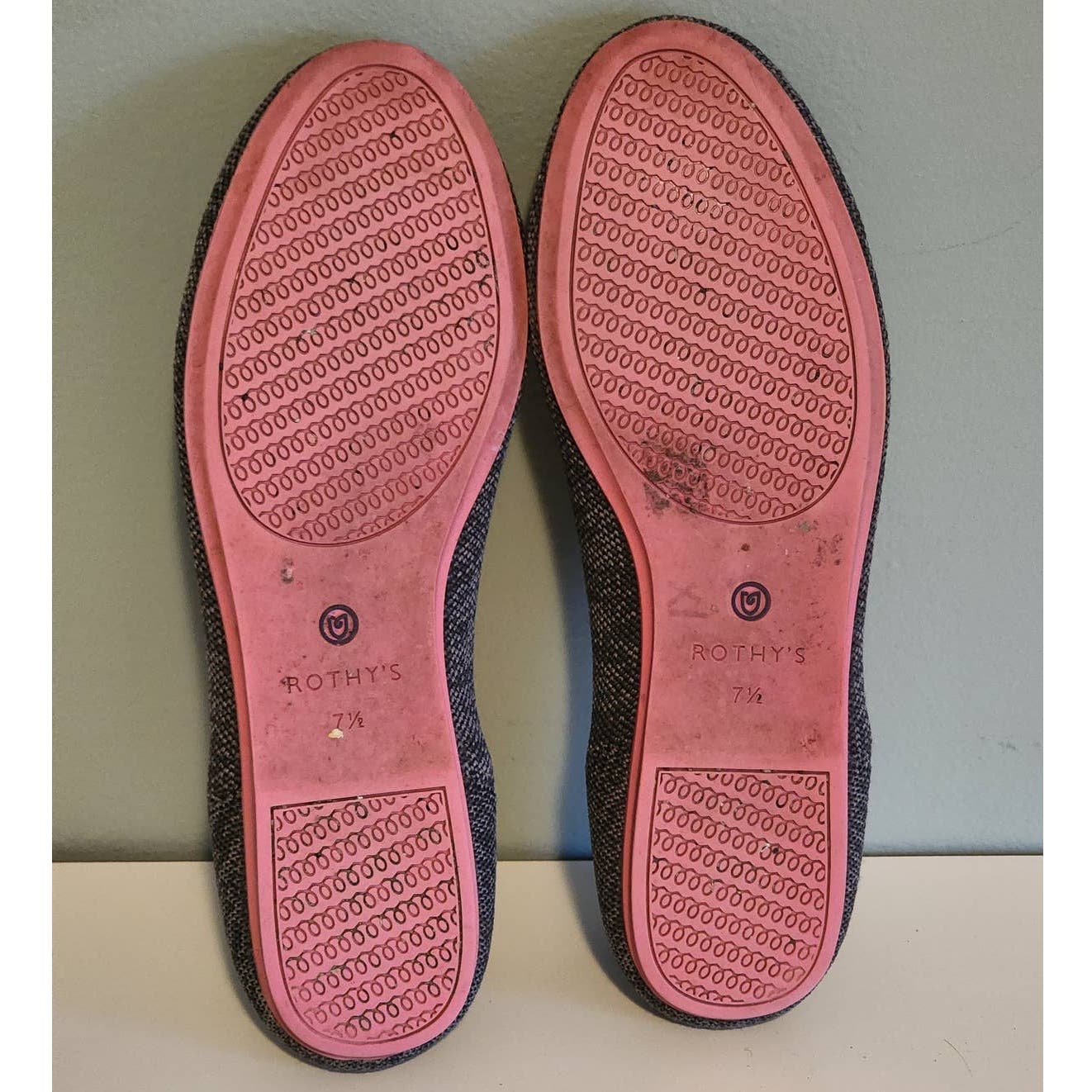Rothy's Gray Birdseye Flats with Pink Soles Size 7.5