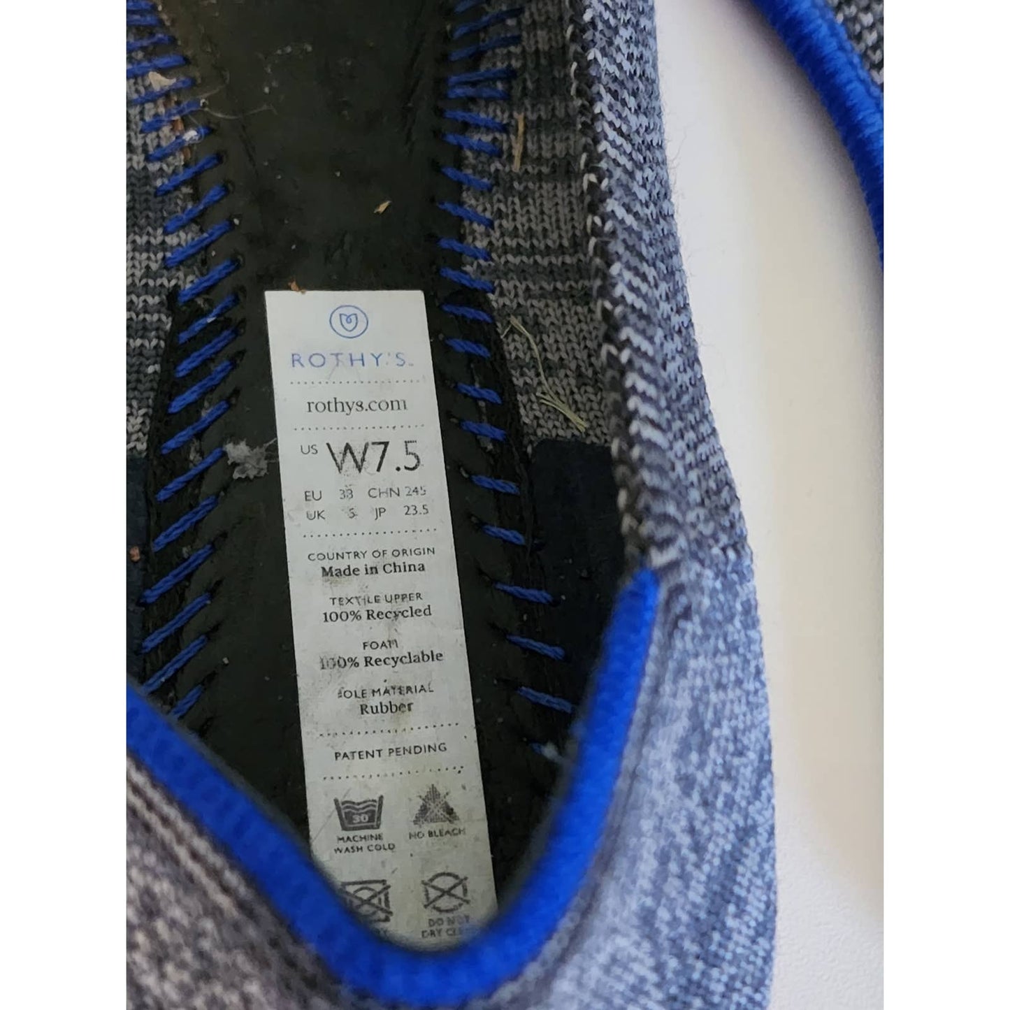 Rothy's Gray Birdseye Flats with Pink Soles Size 7.5