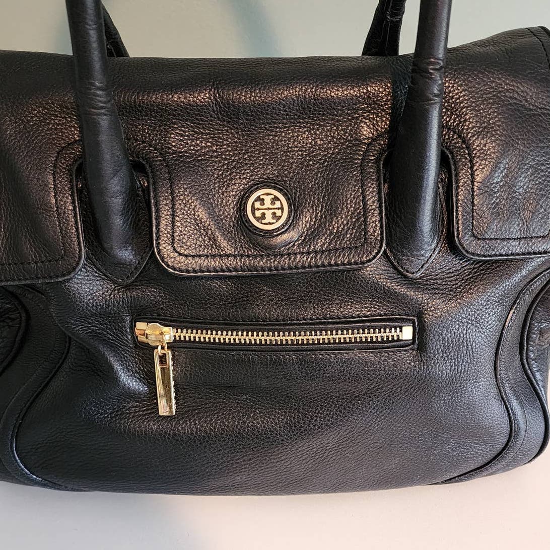 Tory Burch Black Leather Satchel Tote