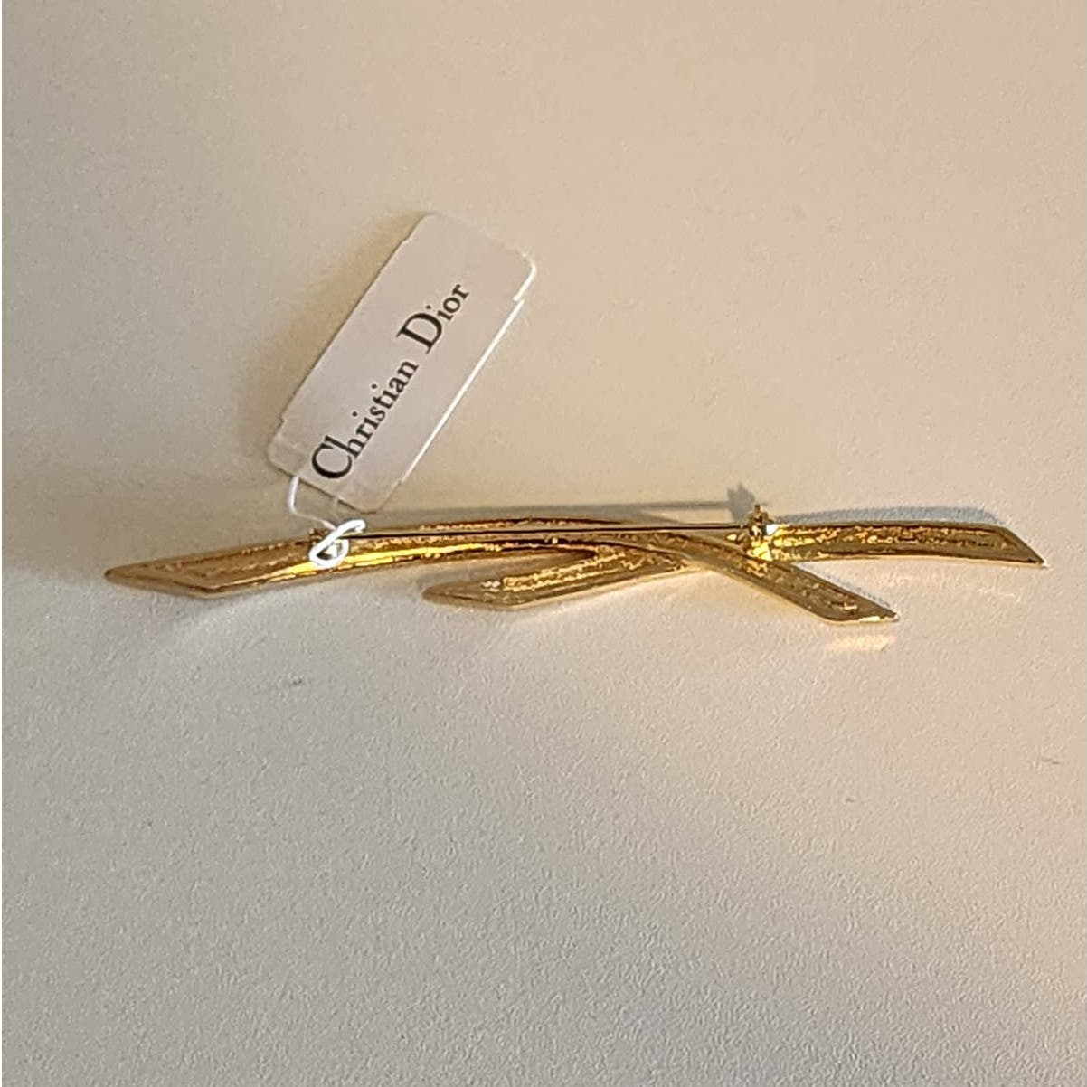 Vintage Christian Dior Gold Crystal Brooch Pin New with tags
