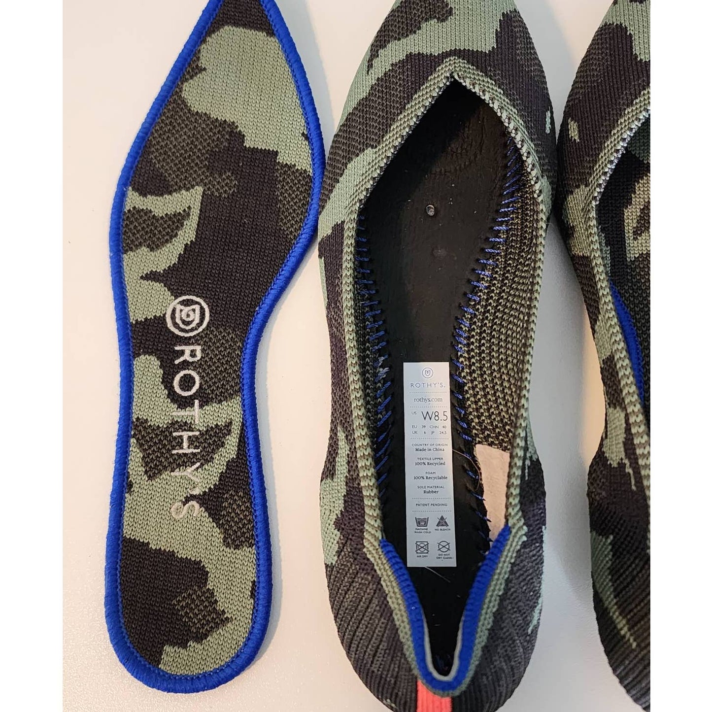 Rothy's Green Camo Point Size 8.5