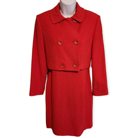 Pianforte di Max Mara Red Wool Suit Jacket & Sleeveless Dress size 44 / US 10