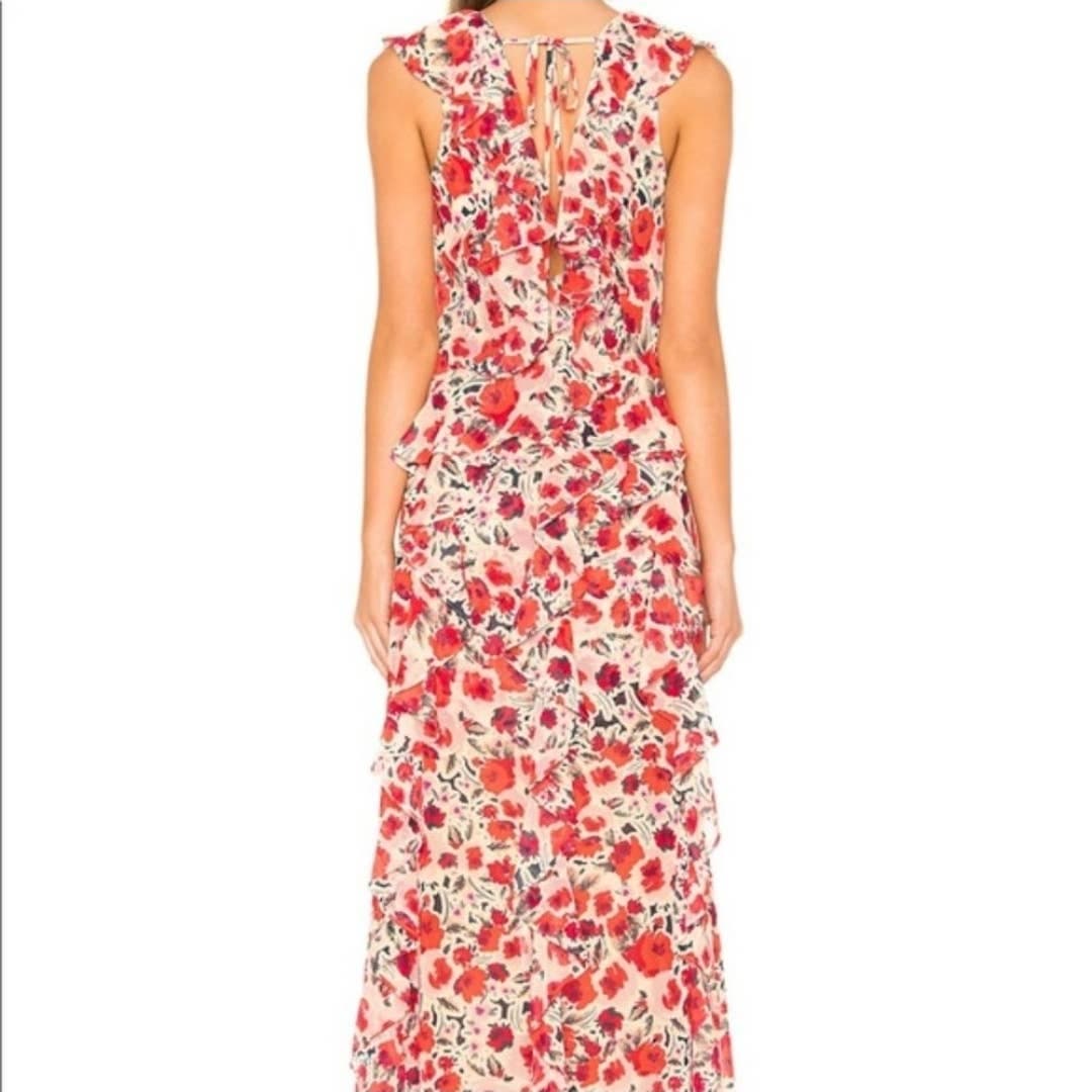 MISA Claudita Red Floral Maxi Dress size Small