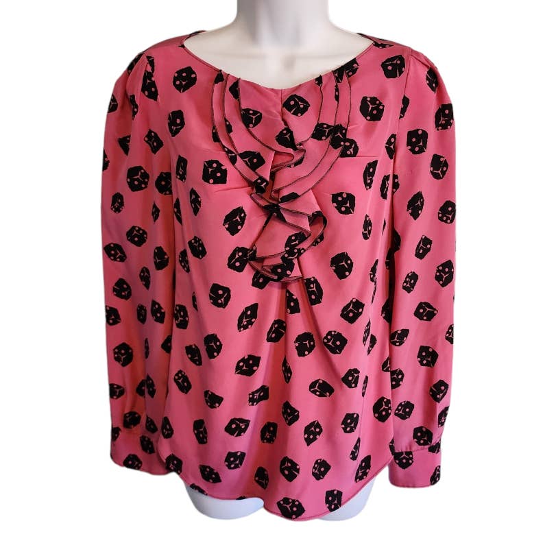 Moschino Cheap & Chic Pink Silk Blouse with Dice Print