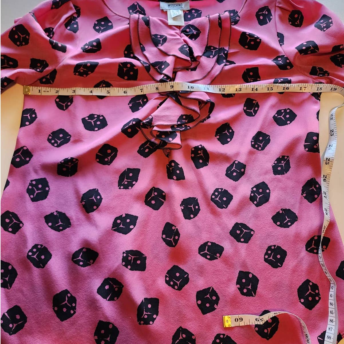 Moschino Cheap & Chic Pink Silk Blouse with Dice Print