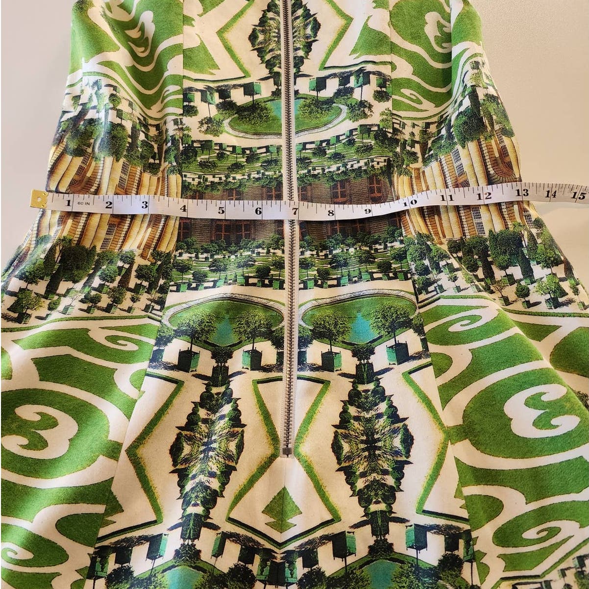 Alice + Olivia Carrie Versailles Dress Green Sleeveless Patterned Size 4