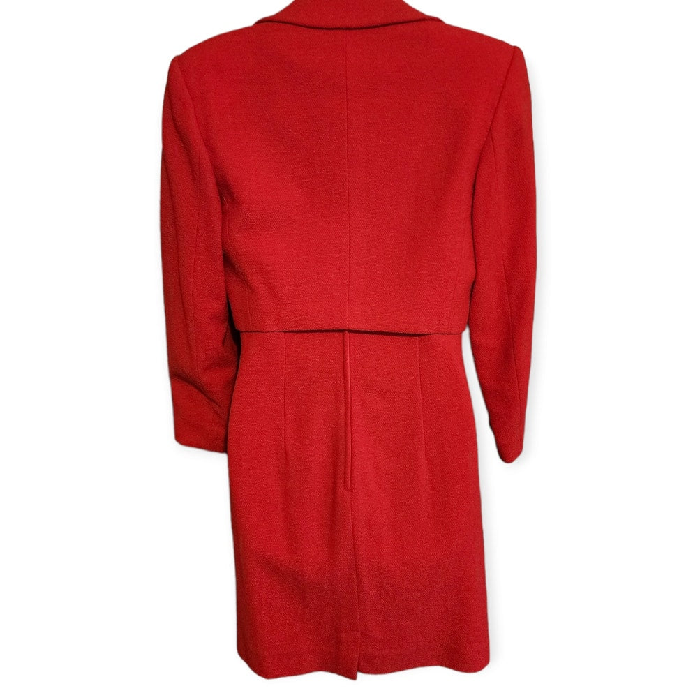 Pianforte di Max Mara Red Wool Suit Jacket & Sleeveless Dress size 44 / US 10