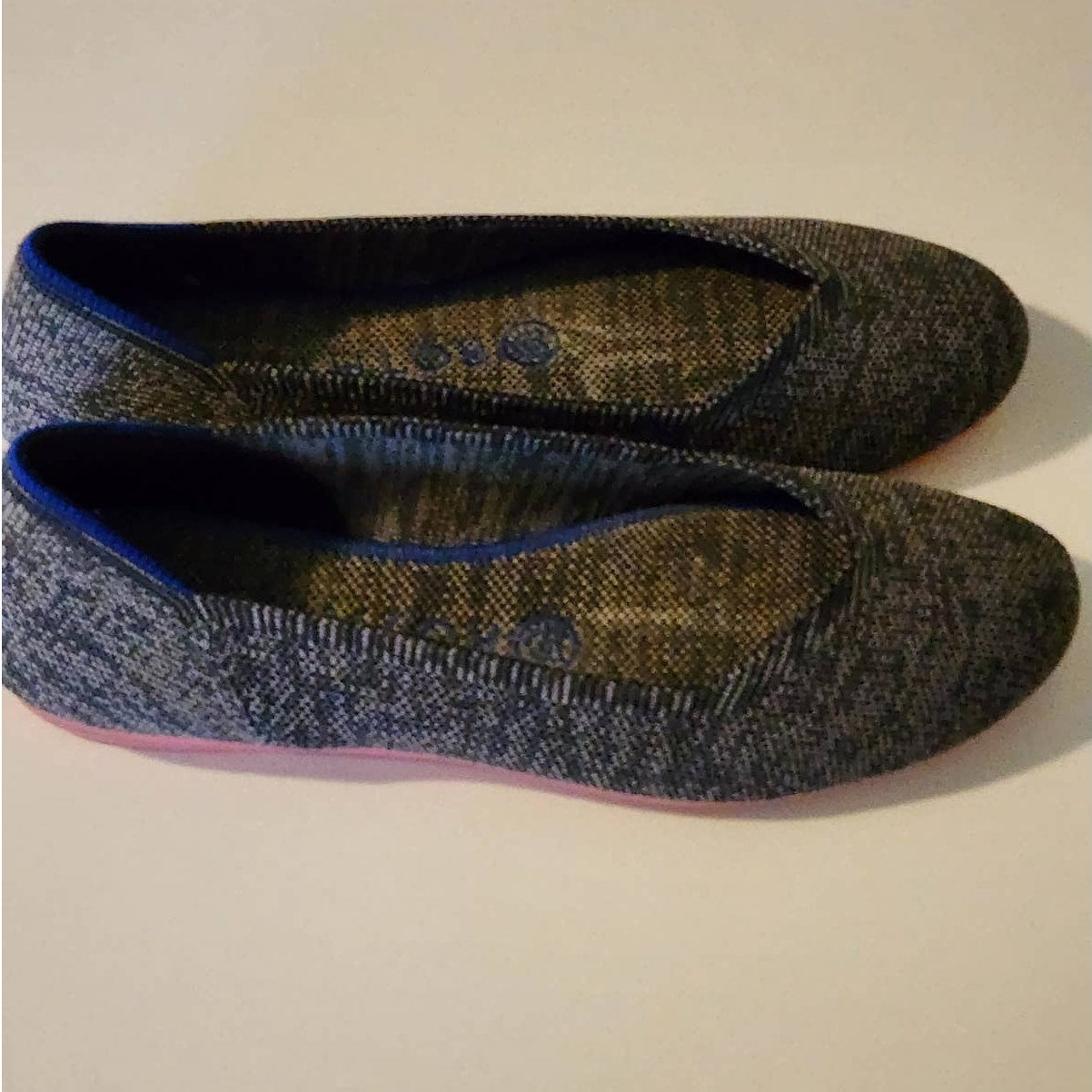 Rothy's Gray Birdseye Flats with Pink Soles Size 7.5
