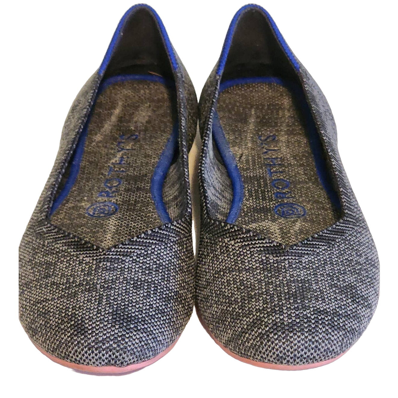 Rothy's Gray Birdseye Flats with Pink Soles Size 7.5
