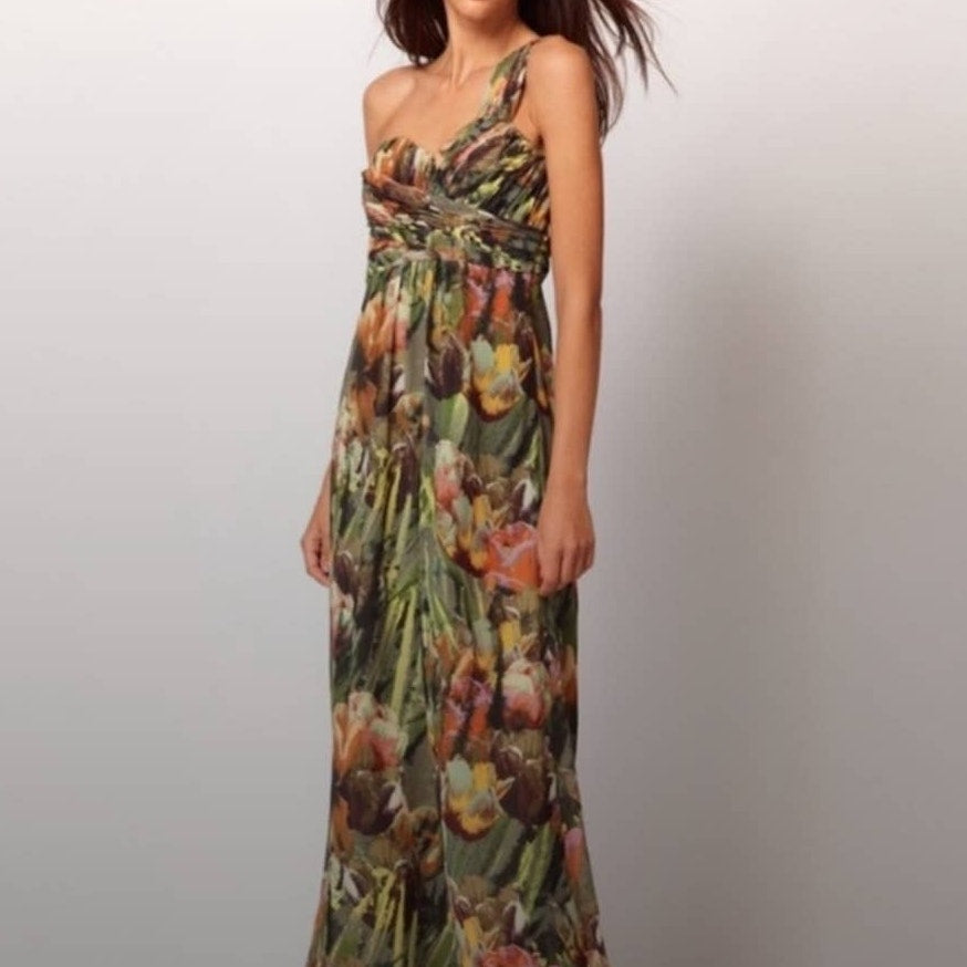 Ted Baker Tecla One Shoulder Maxi Dress Empire Waist Floral size Medium