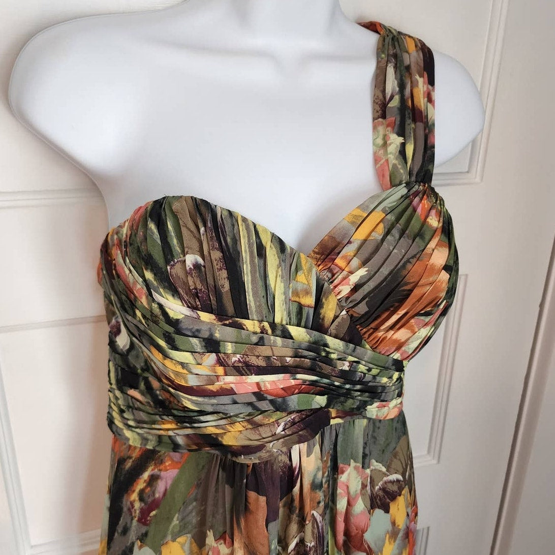 Ted Baker Tecla One Shoulder Maxi Dress Empire Waist Floral size Medium