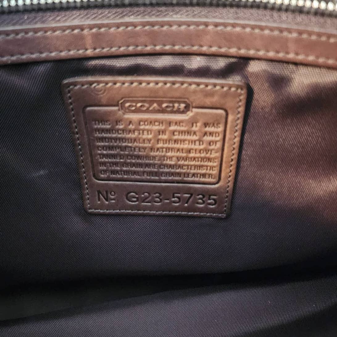Coach Brown Leather Messenger Laptop Bag Buckle Flap Front