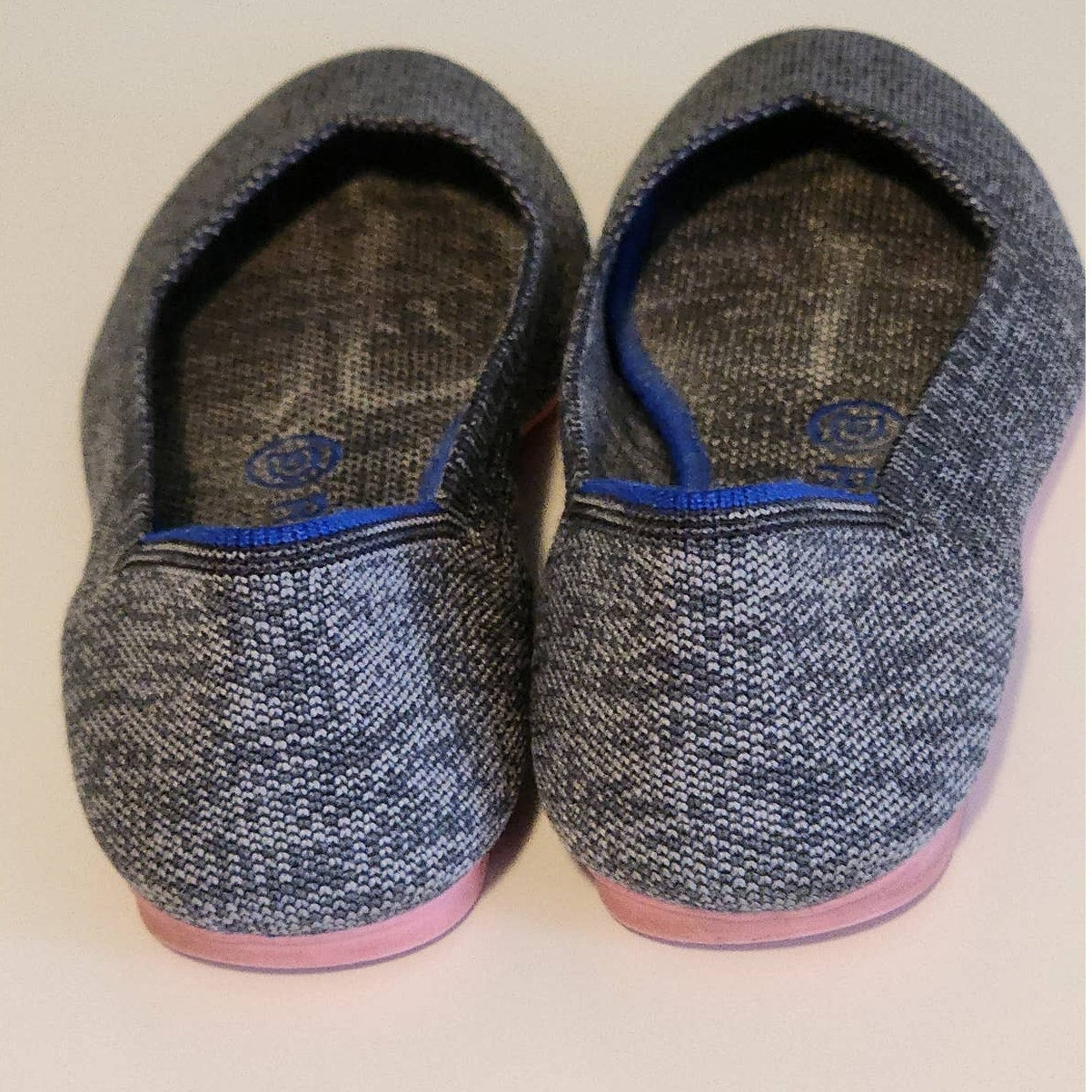 Rothy's Gray Birdseye Flats with Pink Soles Size 7.5