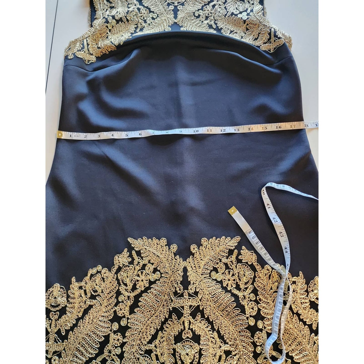 Tadashi Shoji Black Scuba & Gold Lace Dress