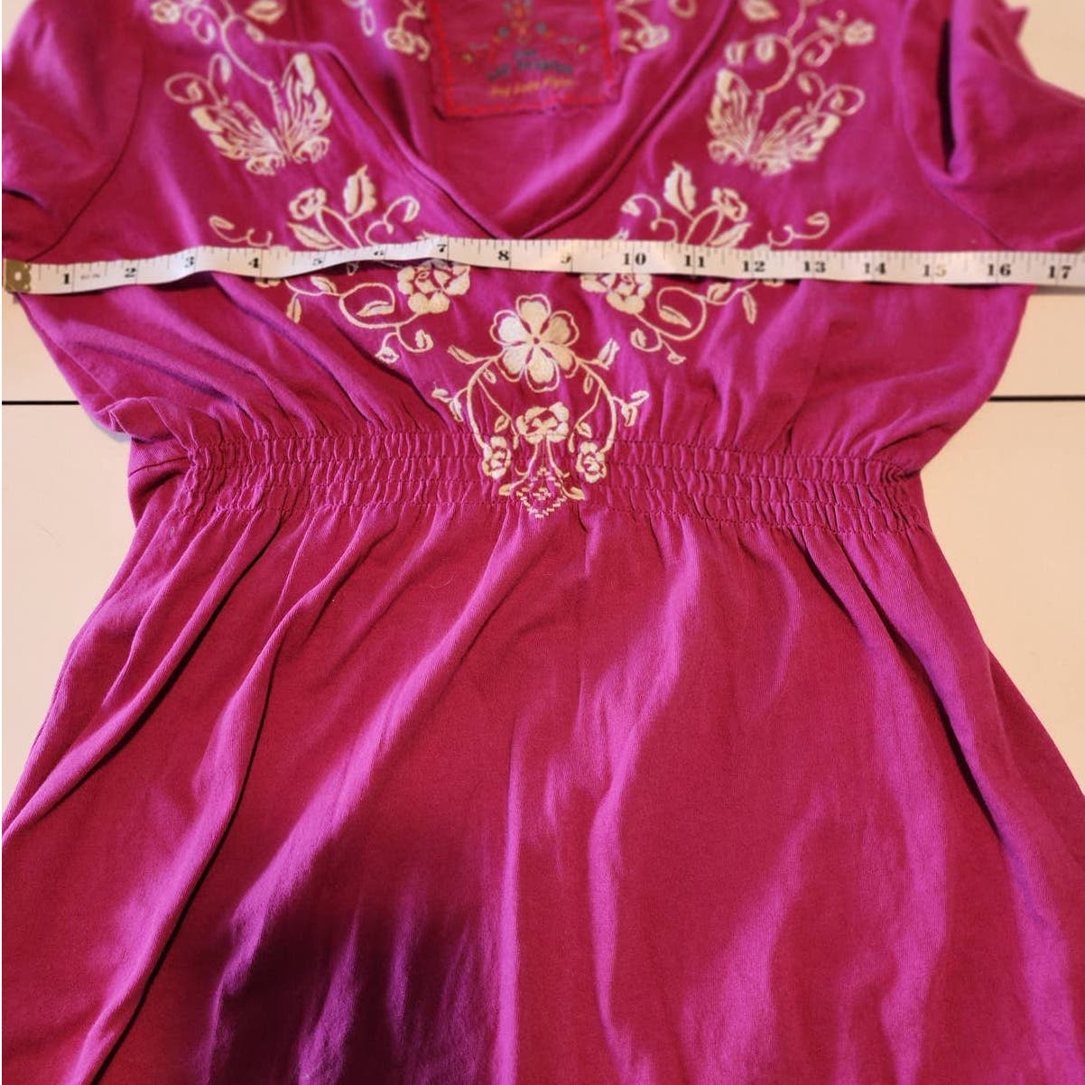 Johnny Was Dress Pink Embroidered Cotton Size XS