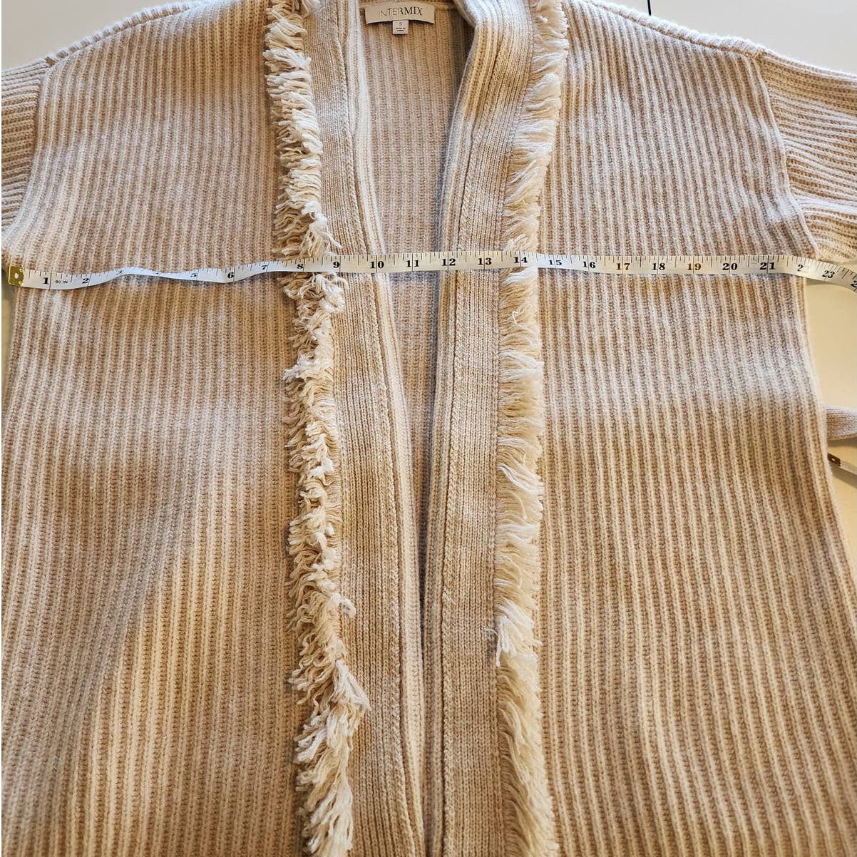Intermix Women's Charlie Wool Cashmere Blend Fringed Ribbed Cardigan size Small