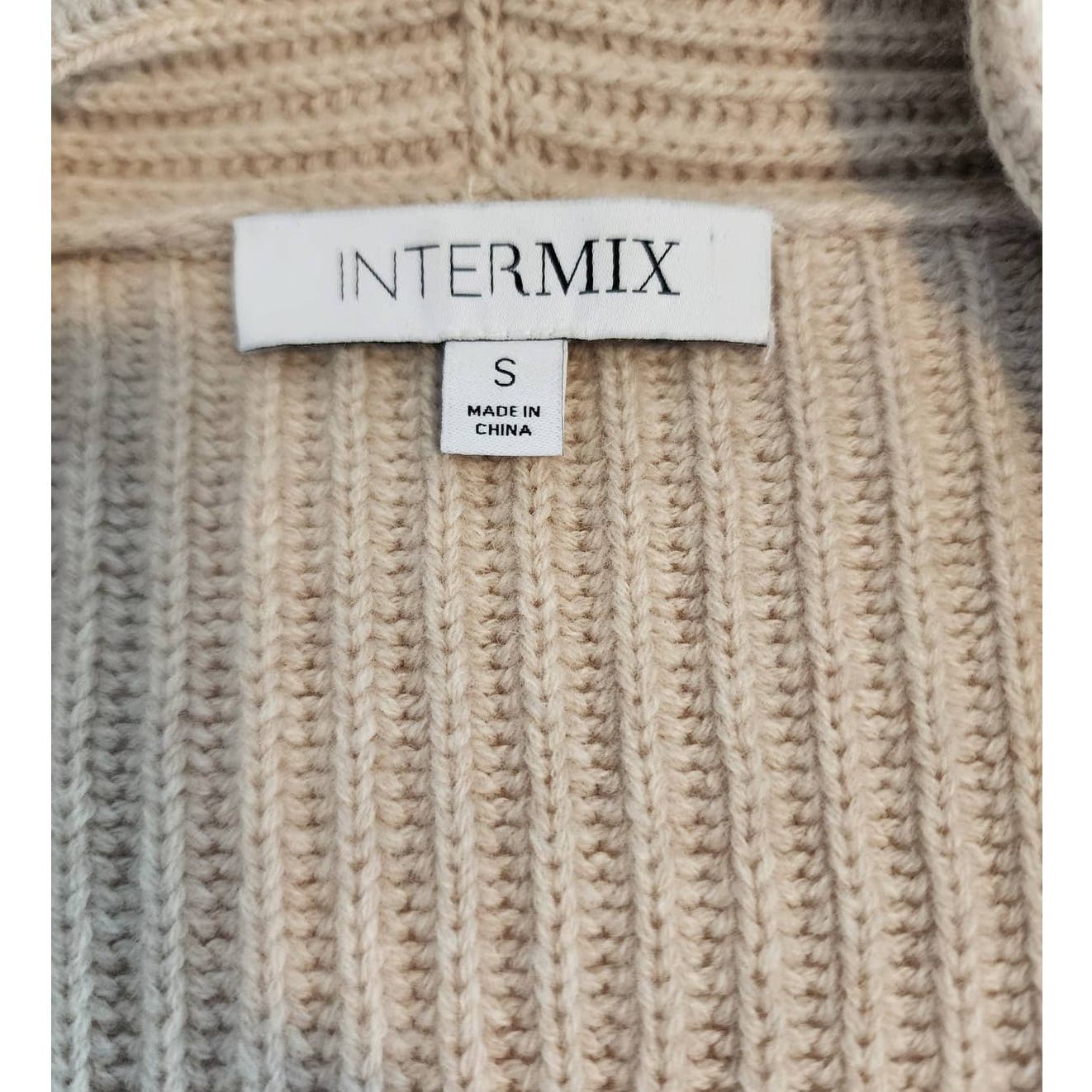 Intermix Women's Charlie Wool Cashmere Blend Fringed Ribbed Cardigan size Small