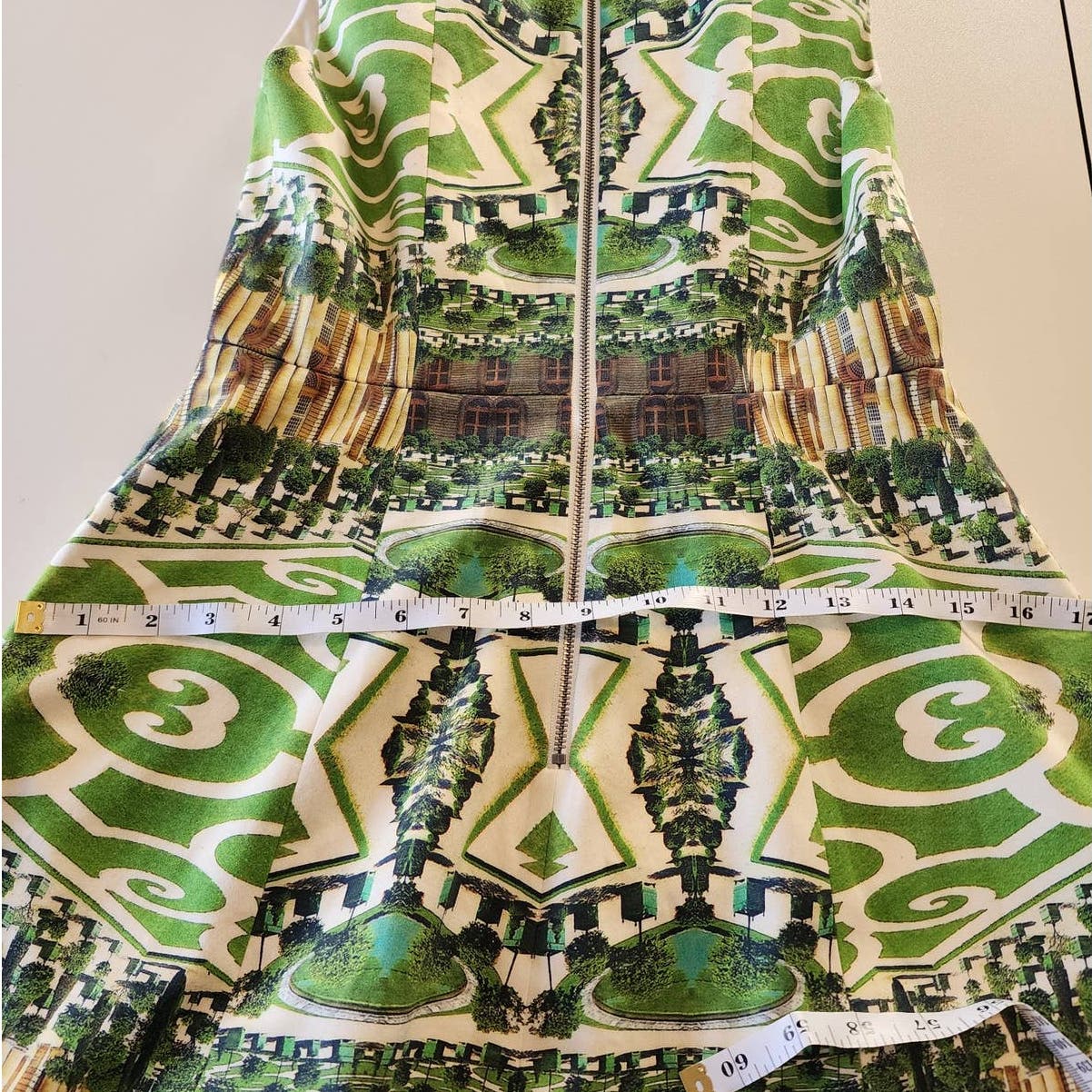Alice + Olivia Carrie Versailles Dress Green Sleeveless Patterned Size 4