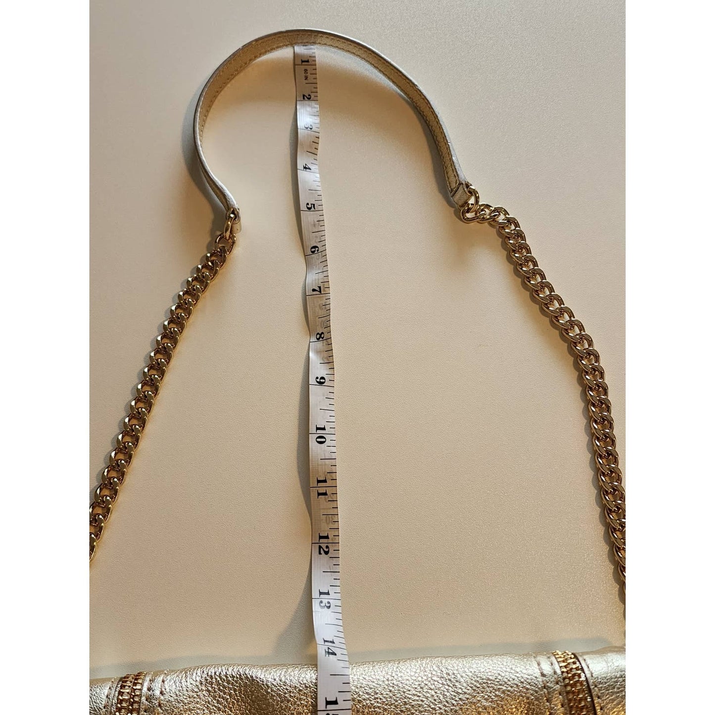 Michael Kors Naomi Zipper Clutch with Chain Shoulder Strap Gold