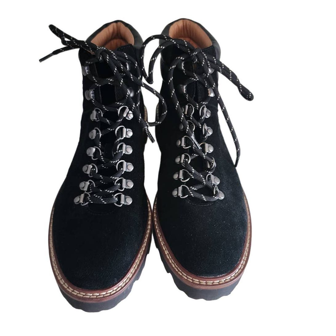 Madewell Enzo Black Suede Hiking Boots Size 9